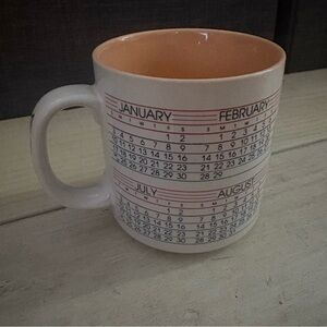 Vintage Calendar Mug 1988 Papel Mug White with Rainbow Calendar for the Year '88